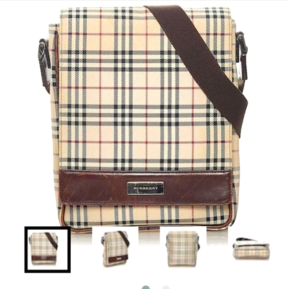 BURBERRY EUC Brown House Check Canvas Crossbody Bag Multiple colors/Beige - Picture 3 of 11